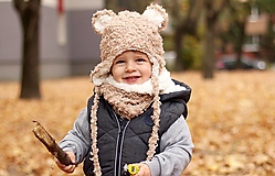 Detské čiapky - Zimná čiapka kučeravý macko - 15898093_