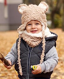Detské čiapky - Zimná čiapka kučeravý macko - 15898092_