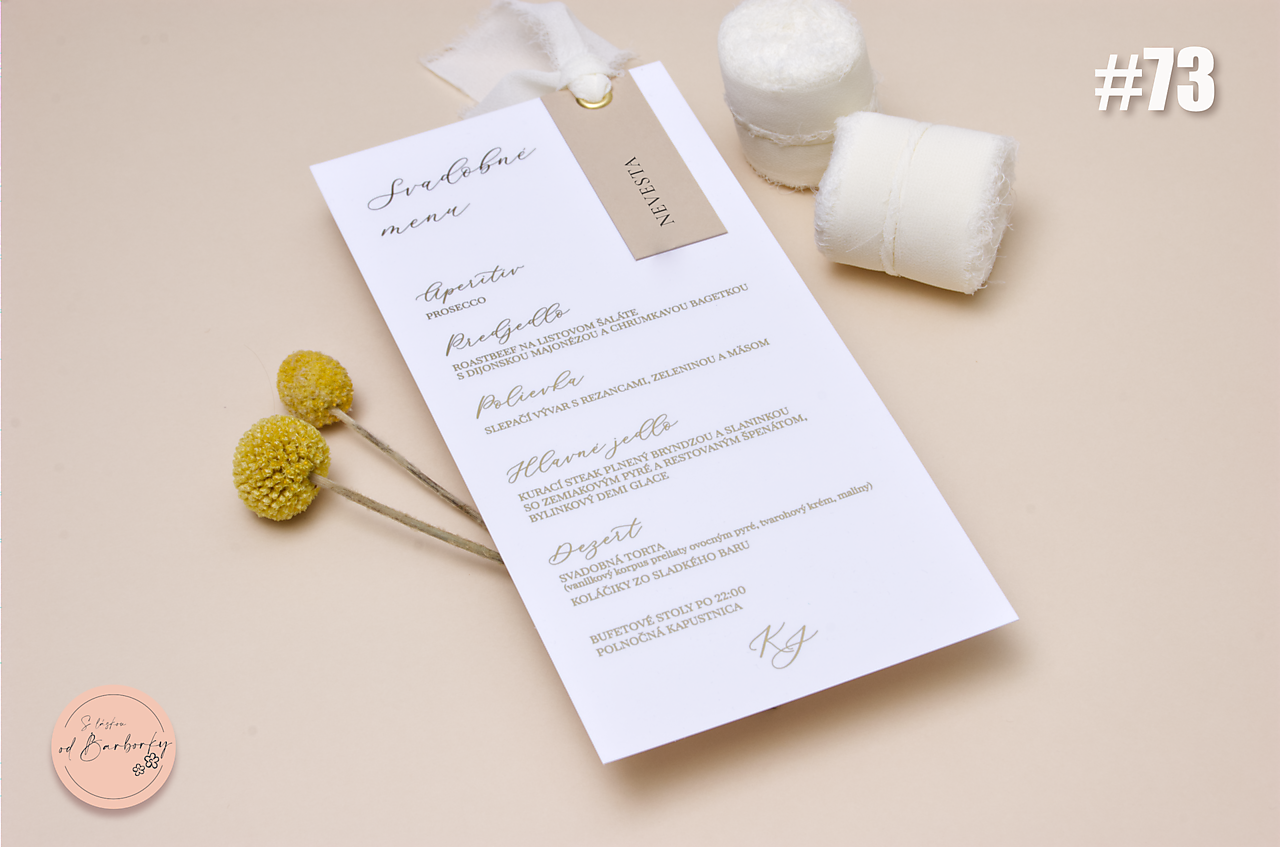 Luxusná menu karta metalicky zlátená #73