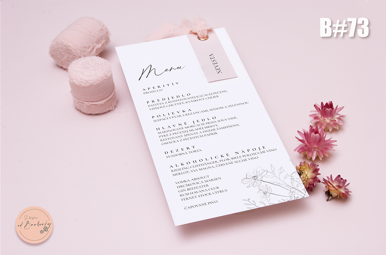 Luxusná menu karta  B#73