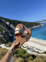 Ponožky, pančuchy, obuv - Hera zlaté kožené sandále - 15898326_