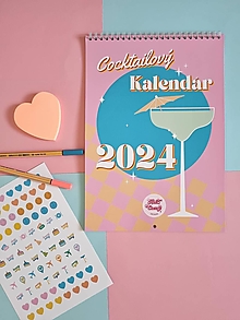 Papiernictvo - ZĽAVA 15 % Nástenný Koktejlový farebný retro 2024 kalendár - 15897647_