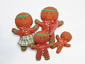 Dekorácie - Vianočné ozdôbky - perníková rodinka, mamka/ocko/dve detičky - 15896930_