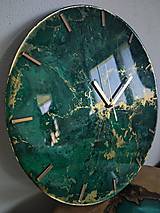Hodiny - Smaragdové živicové hodiny - 15900251_