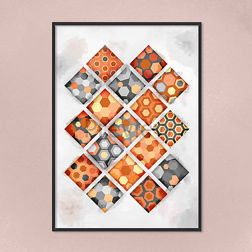 Grafika - Šachovnica pestrá (gentle) geometria (plásty A3) - 15900655_