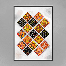 Grafika - Šachovnica pestrá (black contrast) geometria (plásty A3) - 15900669_