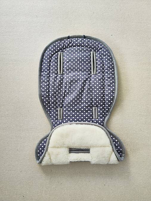 Detský textil - Podložka do kočíka ROAN  Bloom 100% ovčie rúno MERINO TOP SUPER WASH Natural Bodka tmavá šedá - 15902317_