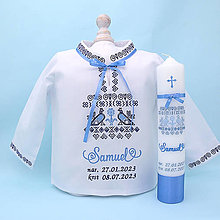 Detské oblečenie - Košieľka na krst Čičmany (expres set košieľka + sviečka + darčeková krabica) - 15900825_