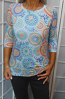 Topy, tričká, tielka - Tričko mandaly na mentolu XS - XXXL - 15903140_