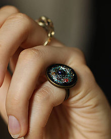 Prstene - Vesmír prsteň ručne vyšívaný II - 15902857_