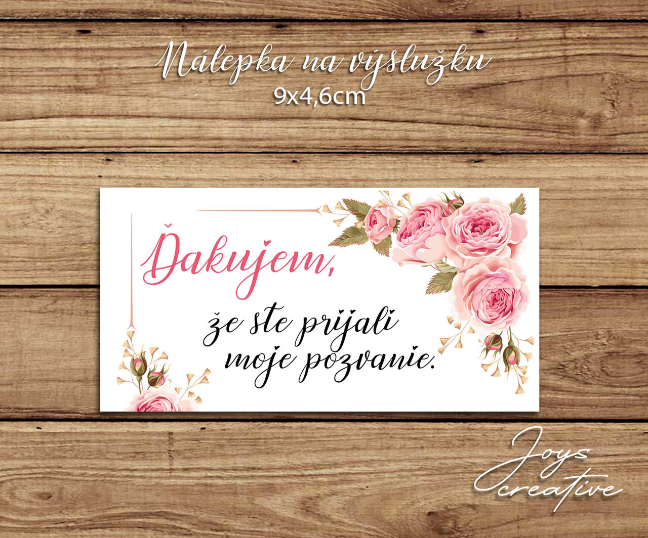 Nálepky na výslužky, svadobné koláčiky v dizajne s ružovými pivonkami A05