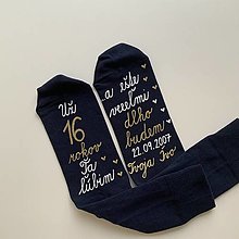 Ponožky, pančuchy, obuv - Maľované ponožky k výročiu SVADBY tmavomodré - 15903693_