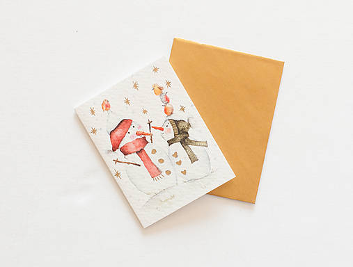 Papiernictvo - Mini prianie s obálkou "snehuliaci" - 15901623_