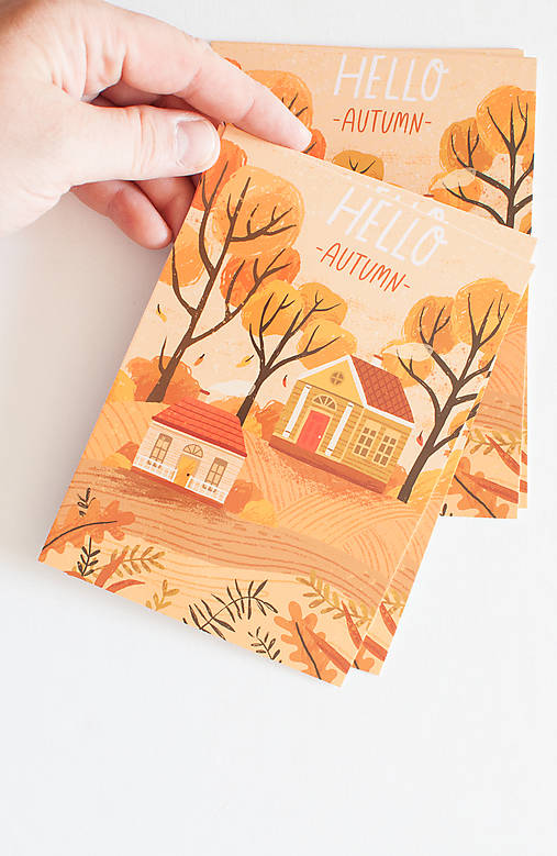 Papier - Pohľadnica " Hello Autumn" - 15901660_