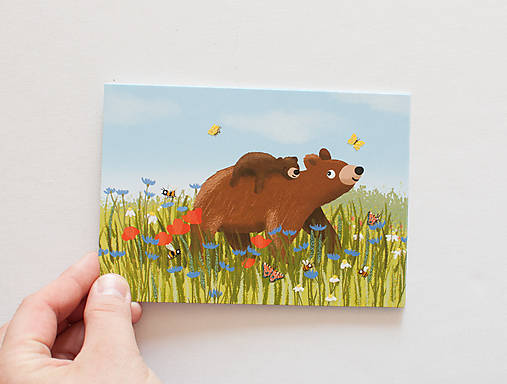 Papiernictvo - Pohľadnica "mackovia na lúke" - 15902739_