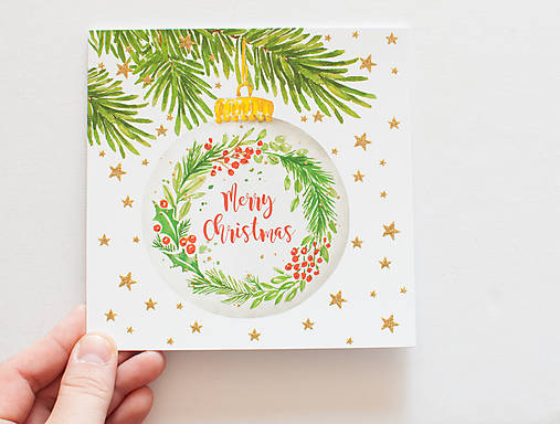 Papier - Pohľadnica " Merry Christmas" - 15903037_