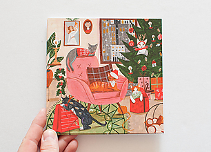 Papier - Pohľadnica "Mačacie Vianoce" - 15902930_