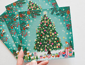 Papier - Pohľadnica " stromček vianočný" - 15903009_