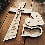 Dekorácie - SET Svadobný krížik (25 cm) a krabička na prstene (Svadobný krížik (výška 25cm)) - 15900884_