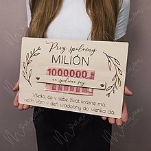 Papiernictvo - Drevená tabuľa na peniaze "Môj prvý milión" - 15903835_