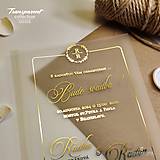 Papiernictvo - Transparentné svadobné oznámenia - zlatá na mliečnom plaste I20320 - 15901770_