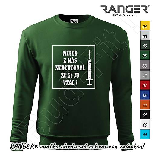 Mikiny - Mikina RANGER® - VAKCÍNA - B (Zelená) - 15902647_