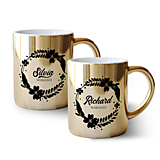 Nádoby - Svadobné zlaté hrnčeky SET - 15902877_