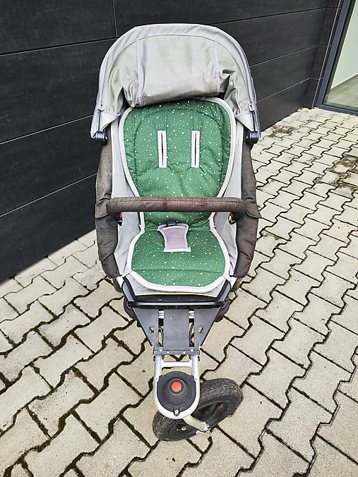 Detský textil - VLNIENKA podložka do kočíka TFK joggster ADVENTURE 2 100% Merino top super wash Grey Hviezdičky Green 1 - 15905456_