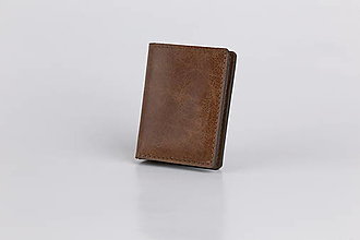 Peňaženky - Kožená mini peňaženka - LAKY (Hnedá) - 15904823_