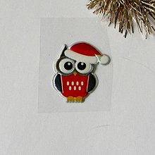 Papier - Vianočná sovička červená s čiapočkou - samolepka - 15906108_
