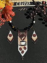 Sady šperkov - Set "Káva. Coffee" tkaný z rokajlových korálok Preciosa: náhrdelnik-čoker, náramok, náušnice, prstne. Ručná výroba - 15905183_