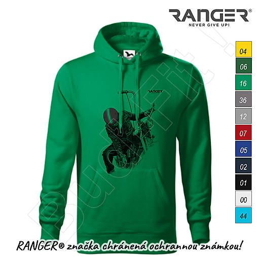 Mikiny - Mikina RANGER® s kapucňou - MOTORKÁR (Zelená) - 15905542_