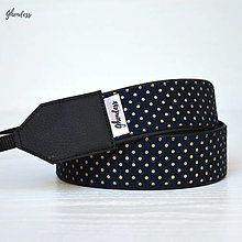 Iné doplnky - Popruh na fotoaparát - Gold dots - 15907924_