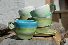 Nádoby - Malé hravé espresso s podšálkami  - 2 ks SET II. Kamenina, cca. 1 dcl. - 15907180_