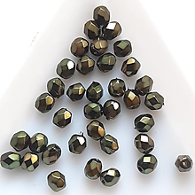 Korálky - Sklenené brúsené korálky 4mm-1ks (37-oliva metal) - 15908749_