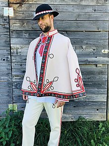 Pánske oblečenie - Krojový kabát (Kabanica) červeno/čierny - 15906946_