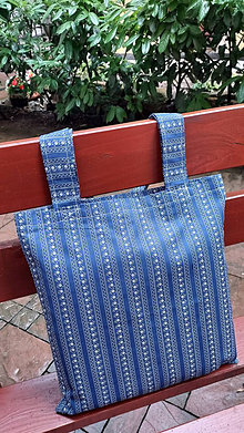 Veľké tašky - Nákupná taška,,folk pruhy" (Modrá) - 15910318_