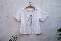 Topy, tričká, tielka - Šité tričko s linorytovou potlačou - Brezy - 15909870_