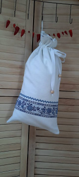 Úžitkový textil - Ľanové dvojvrstvové vrecko na veľký chlieb_ nesmrteľný cibuliak_50x26cm - 15910027_