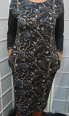Šaty - Šaty s kapsami - černé růže S - XXXL - 15908956_