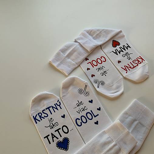Maľované ponožky pre KRSTNÚ/KRSTNÉHO, ktorí sú výnimoční a COOL (sada bielych)