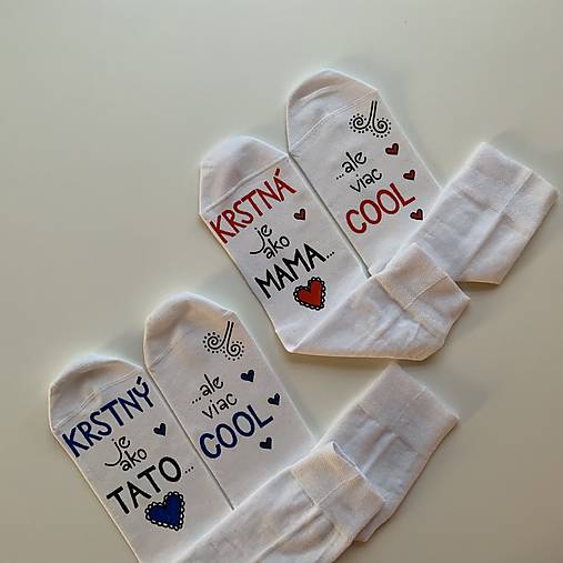 Maľované ponožky pre KRSTNÚ/KRSTNÉHO, ktorí sú výnimoční a COOL (sada bielych)