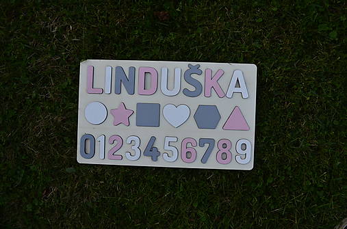 Hračky - Personalizovaná drevená vkladačka (Ružová) - 15909103_