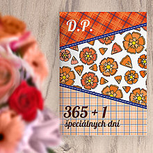 Papiernictvo - 365+1 špeciálnych dní - univerzálny diár Romantic fabric (flowers with petals) (oranžky) - 15909849_