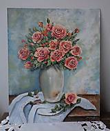 Obrazy - Ruže v bielej váze - 15914668_