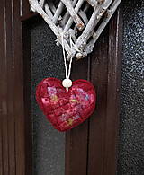 Dekorácie - dekorácia prešívané plstené bordové srdce - 15913581_