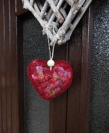 Dekorácie - dekorácia prešívané plstené bordové srdce - 15913581_