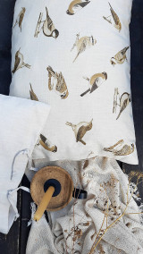 Úžitkový textil - Ľanový vankúš vtáčiky - 15914603_