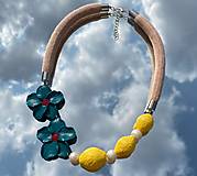 Náhrdelníky - Citronový náhrdelník s květinami - 15915143_