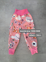 Detské oblečenie - Softshellové nohavice s fleecom ružové, srnky, 86 - 15914280_